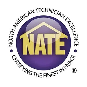 NATE®: North American Technician Excellence seal. Certifying the finest in HVAC-R.