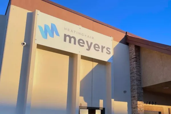New Meyers logo on building