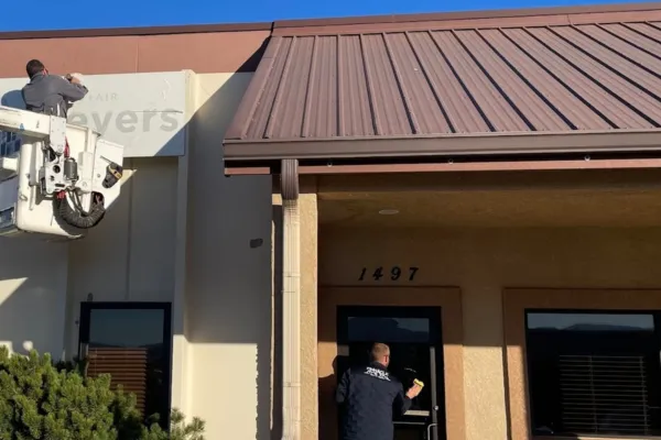 New Meyers logo going on the outside of building
