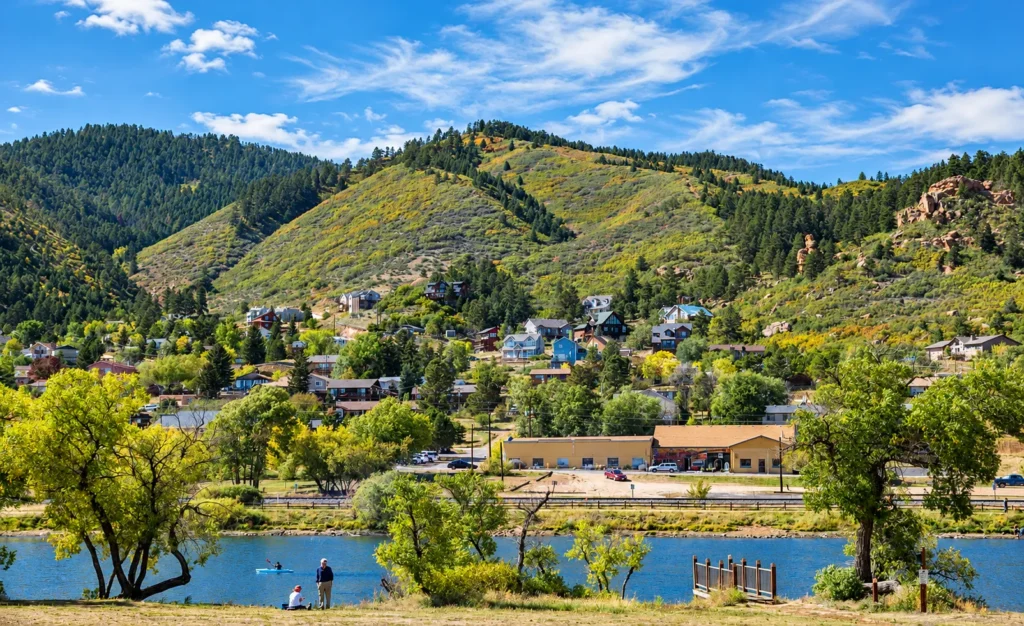 Scenic view of Palmer Lake and the Tri-Lakes foothills in southern Colorado